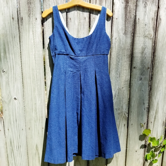 Embroidered Sleeveless Dark Denim Dress - Picture 10 of 15